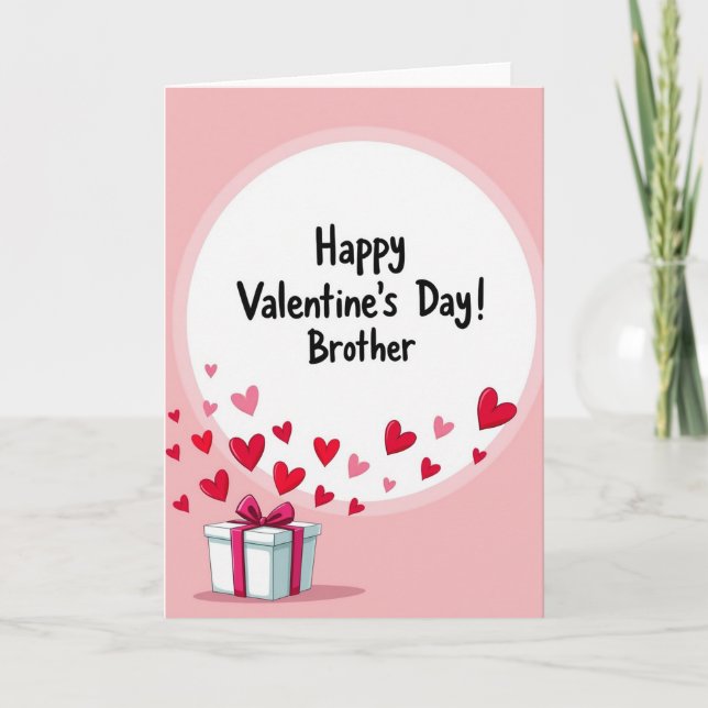 Valentines Day Brother Hearts Card (Front)