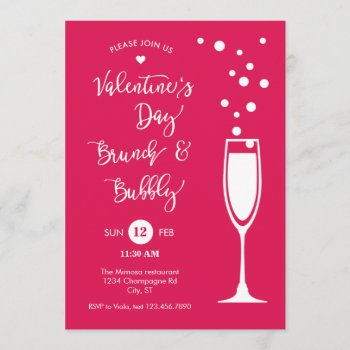 Valentine's Day Brunch & Bubble Invitation by marlenedesigner at Zazzle