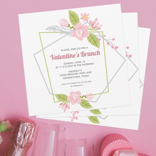 Valentines Day Brunch Galentines Mimosa Party Holiday Card