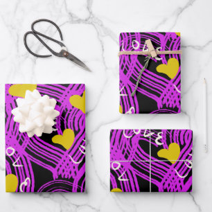 Valentines Day Brush Stroke Script Love Lettering Wrapping Paper Sheets