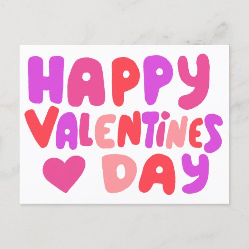 Valentines Day Bubble Letters Groovy Curvy Retro Postcard