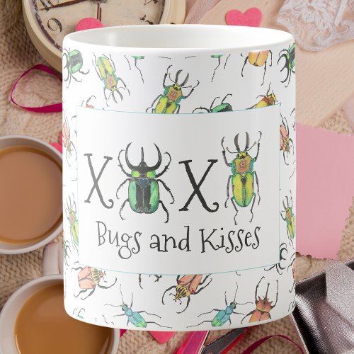 Valentines Day Bugs and Kisses XOXO Coffee Mug