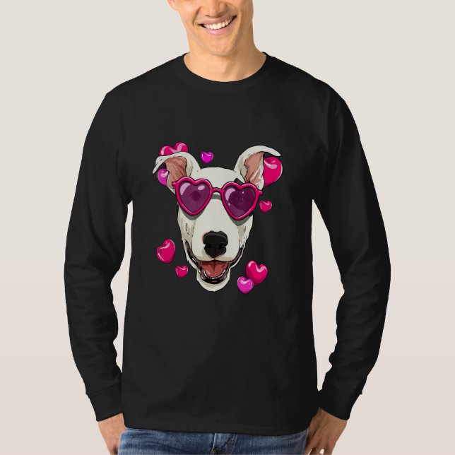 Valentines Day Bull Terrier Heart Couples Love Day T-Shirt (Front)