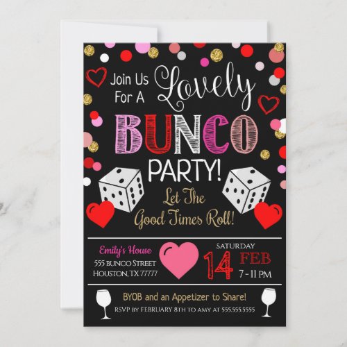 Valentines Day Bunco Party Invitation