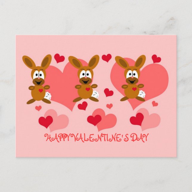 Valentine's Day Bunnies Postcard (Front)