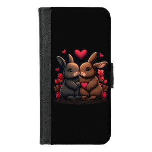 Valentine's Day Bunny Bliss, Love Hearts and Roses iPhone 8/7 Wallet Case