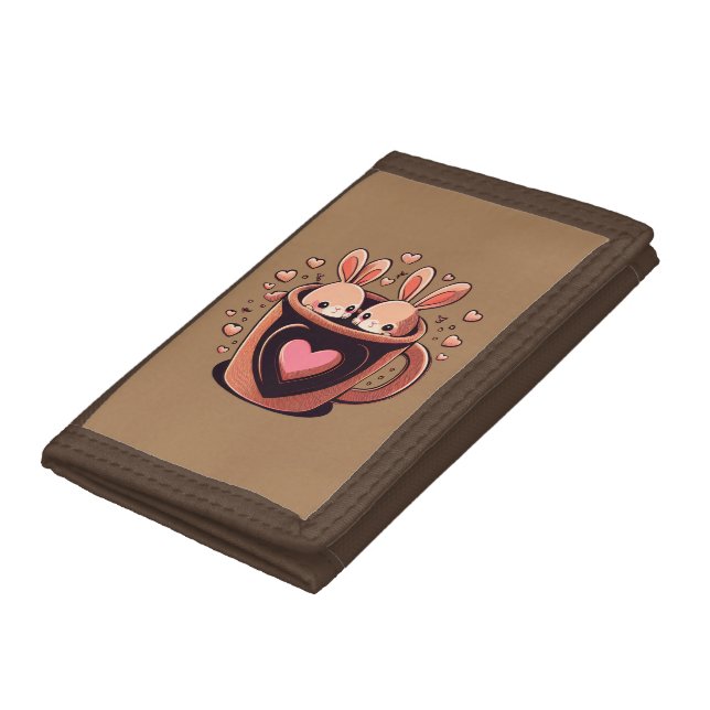 Valentine's Day Bunny, cute valentines day bunny Trifold Wallet (Bottom)