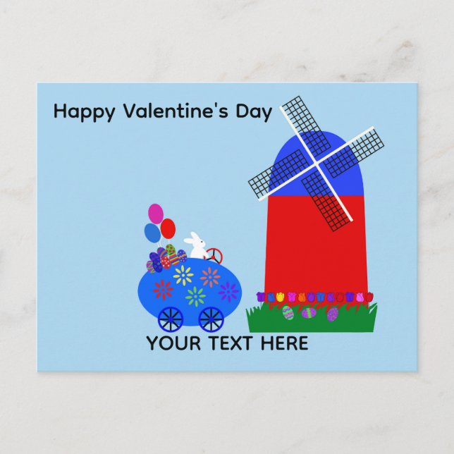 Valentine's Day Bunny Egg Car #4 Postcard (Front)