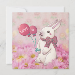 Valentine's Day: Bunny & Flowers Holiday Card