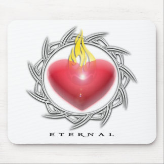 VALENTINES DAY BURNING HEART MOUSE PAD