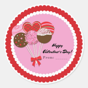 Valentine's Day Cake Pops Personalized Party Favor Classic Round Sticker