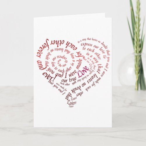 Valentines Day Calligraphy Heart With Verse Holiday Card