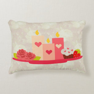 Valentine's Day Candles Soft Floral Accent Pillow