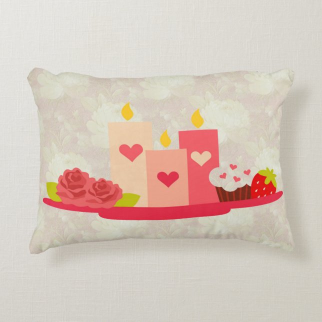 Valentine's Day Candles Soft Floral Accent Pillow (Front)