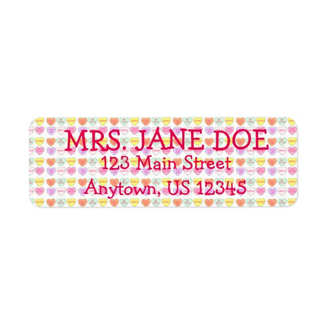 Valentine's Day Candy Conversation Hearts Pastel Label (Front)