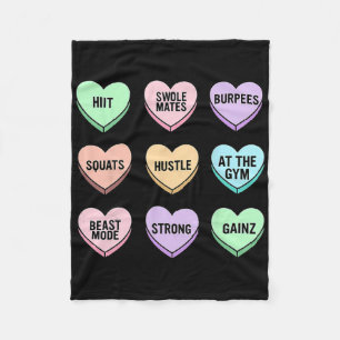 Valentines Day Candy Heart Bodybuilding Fitness Co Fleece Blanket