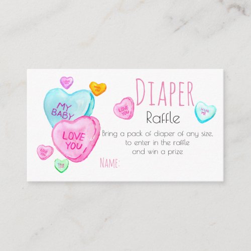 Valentines Day candy heart diaper raffle ticket Enclosure Card