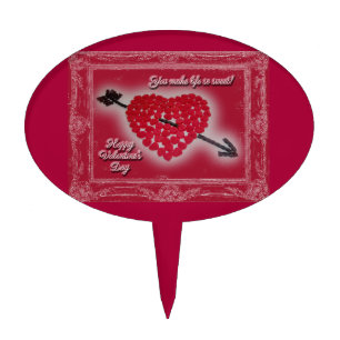 Valentine's Day Candy Heart Greeting Cake Topper