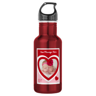 Valentine's Day Candy Hearts Box Custom Photo Stainless Steel Water Bottle