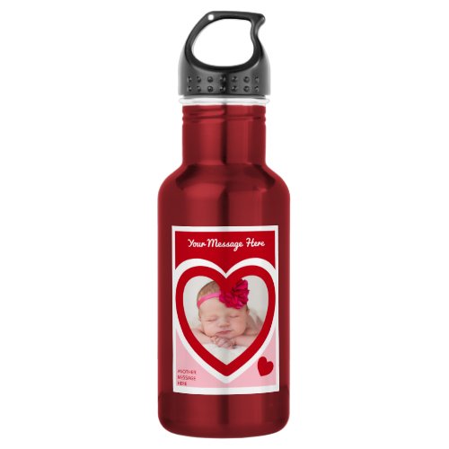 Valentines Day Candy Hearts Box Custom Photo Stainless Steel Water Bottle
