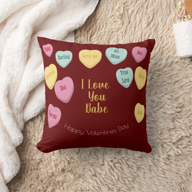 Valentines Day | Candy Hearts Conversation Photo Throw Pillow (Blanket)