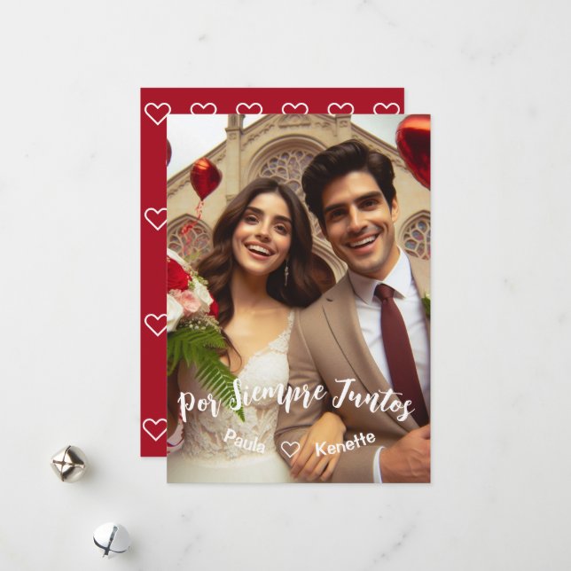 Valentines Day Candy Hearts Custom Photo Spanish Holiday Card (Front/Back In Situ)