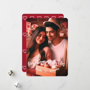 Valentines Day Candy Hearts Custom Photo Spanish Holiday Card