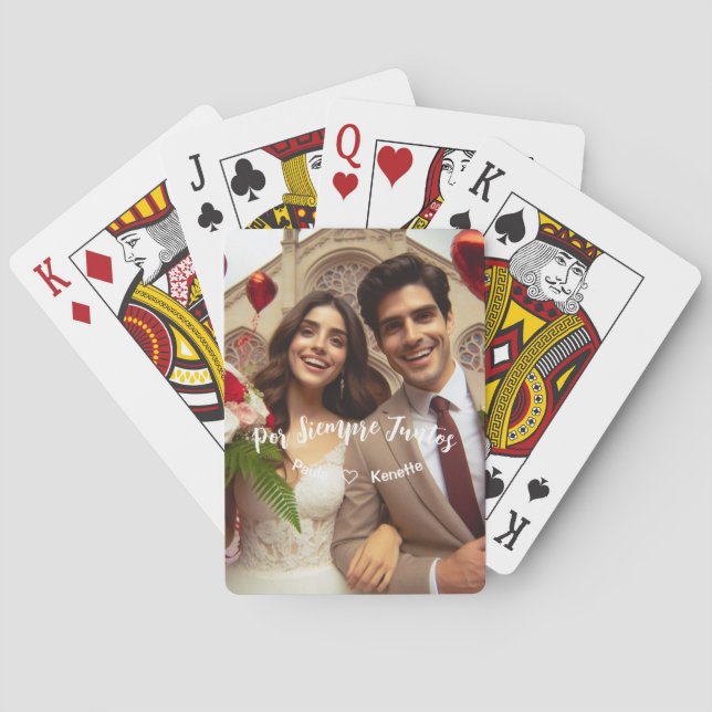 Valentines Day Candy Hearts Custom Photo Spanish Poker Cards (Back)