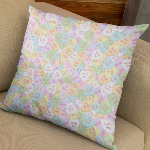 Valentines Day Candy Hearts Cute Pattern   Throw Pillow