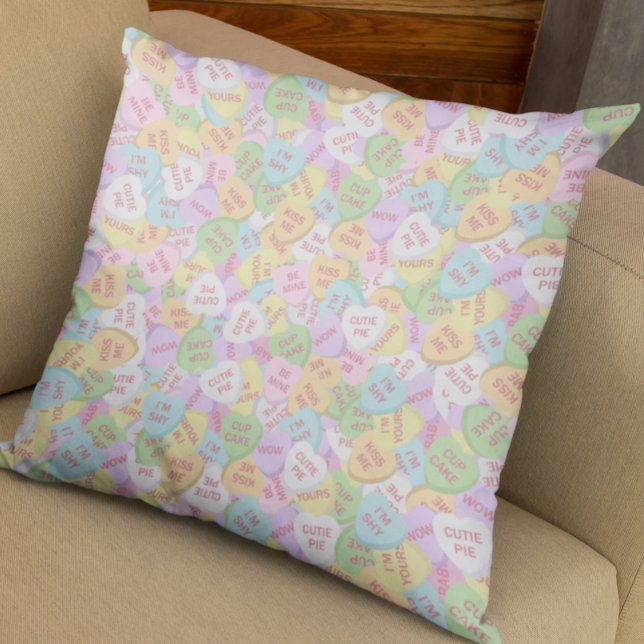 Valentine's Day Candy Hearts Cute Pattern   Throw Pillow (Creator Uploaded)