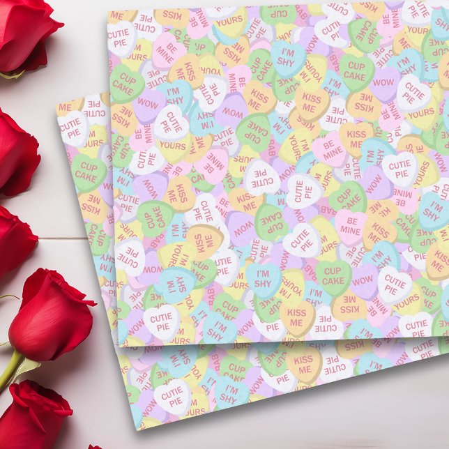 Valentine's Day Candy Hearts Cute Pattern   Tissue Paper (Creator Uploaded)