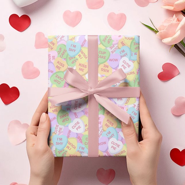 Valentine's Day Candy Hearts Cute Pattern  Wrapping Paper (Creator Uploaded)