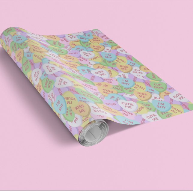 Valentine's Day Candy Hearts Cute Pattern  Wrapping Paper