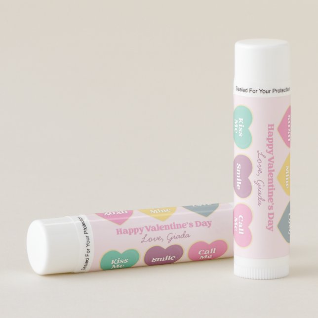 Valentine's Day Candy Hearts Design Lip Balm (Front)