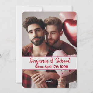 Valentines Day Candy Hearts Gay Couple Fun Photo Holiday Card