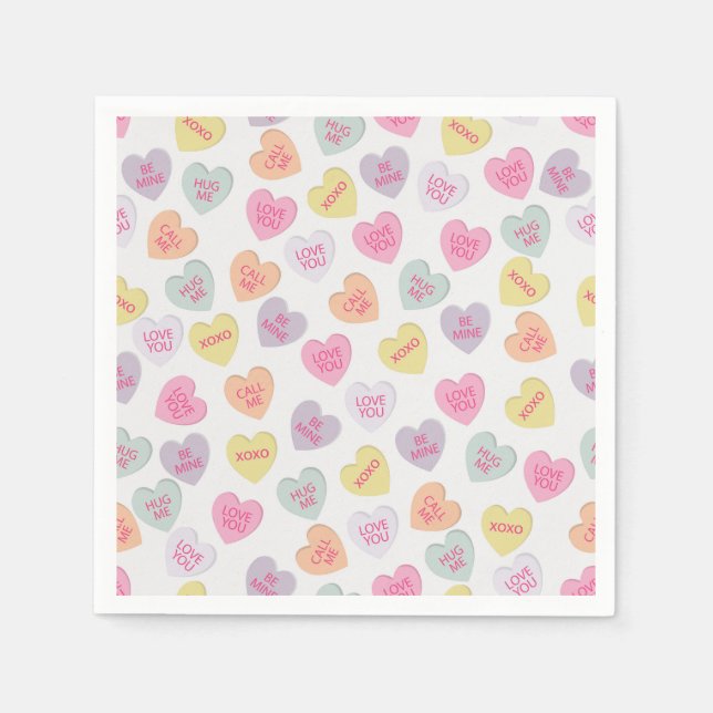 Valentine's Day candy hearts napkin (Front)