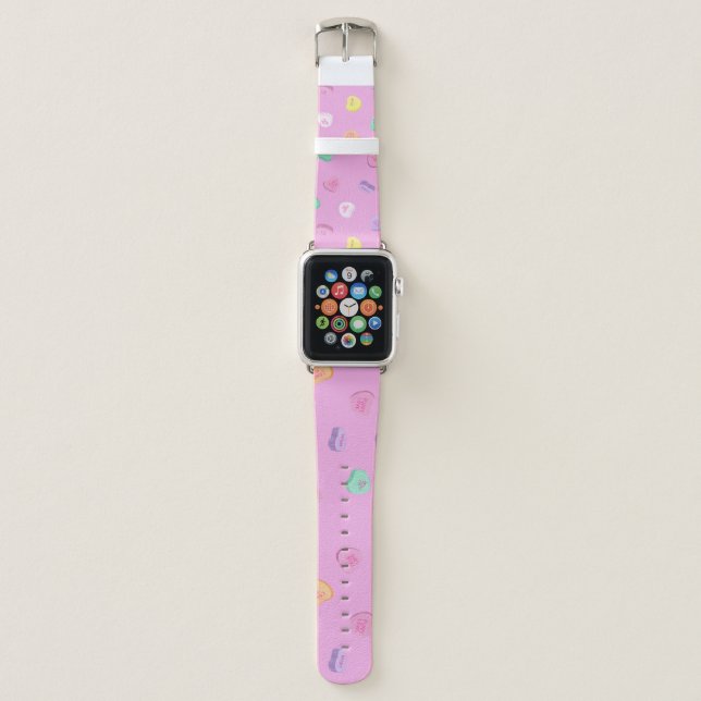 Valentines Day Candy Hearts Pattern Apple Watch Band (Front)