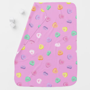 Valentines Day Candy Hearts Pattern Baby Blanket
