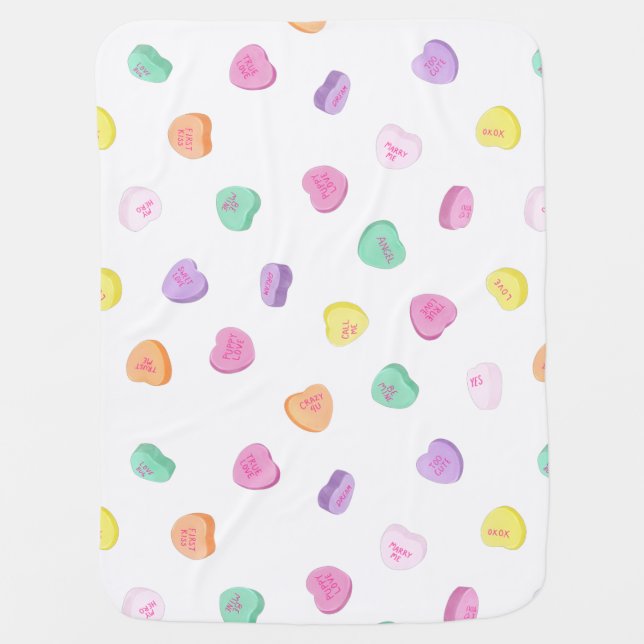 Valentines Day Candy Hearts Pattern Baby Blanket (Front)