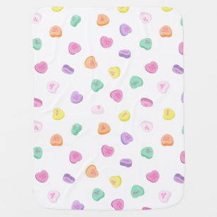 Valentines Day Candy Hearts Pattern Baby Blanket