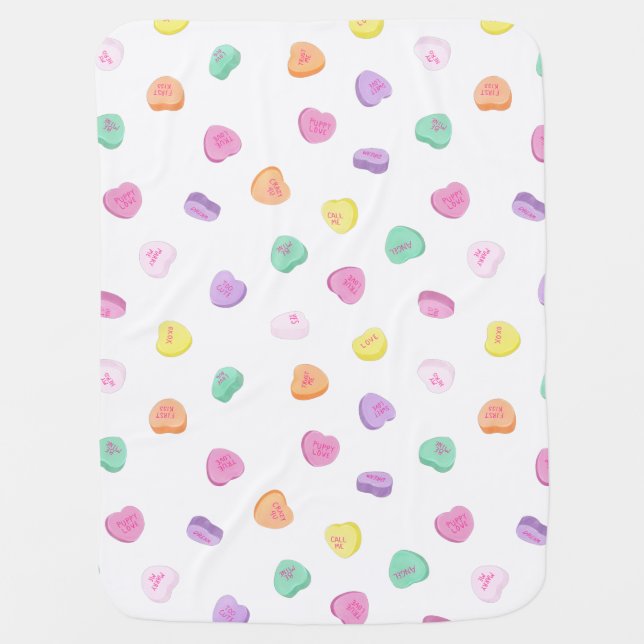 Valentines Day Candy Hearts Pattern Baby Blanket (Front)