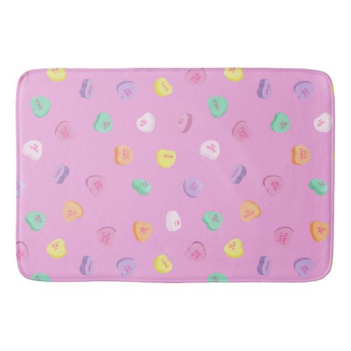 Valentines Day Candy Hearts Pattern Bath Mat