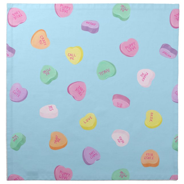 Valentines Day Candy Hearts Pattern Cloth Napkin (Front)