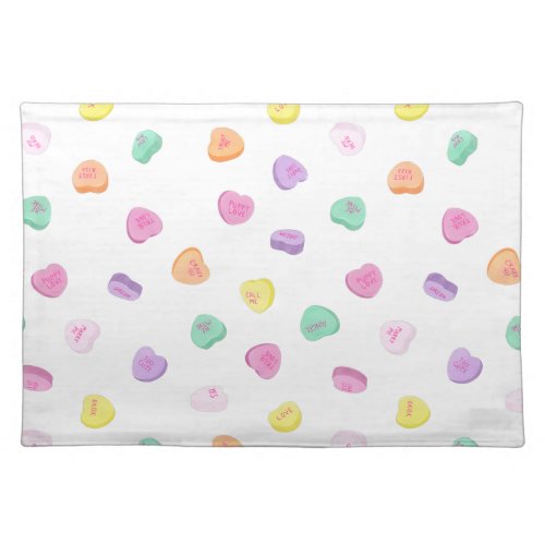 Valentines Day Candy Hearts Pattern Cloth Placemat