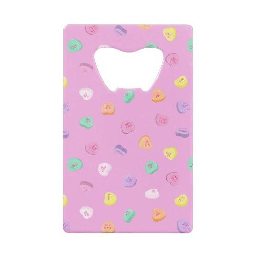 Valentines Day Candy Hearts Pattern Credit Card Bottle Opener