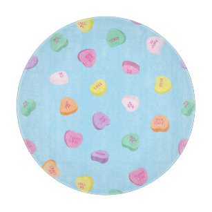 Valentines Day Candy Hearts Pattern Cutting Board