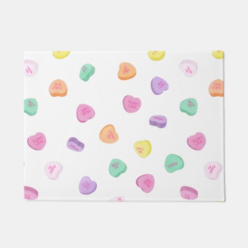 Valentines Day Candy Hearts Pattern Doormat