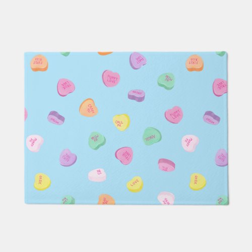 Valentines Day Candy Hearts Pattern Doormat
