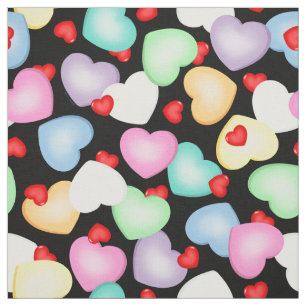 Valentine's Day Candy Hearts Pattern Fabric