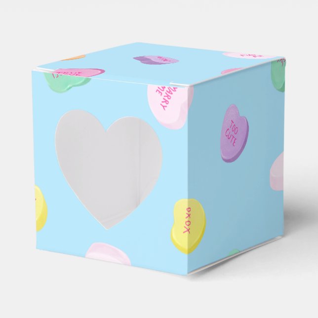 Valentines Day Candy Hearts Pattern Favor Boxes (Front Side)